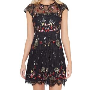 Parker NY Janina Sequin Lace Dress Black Size Small